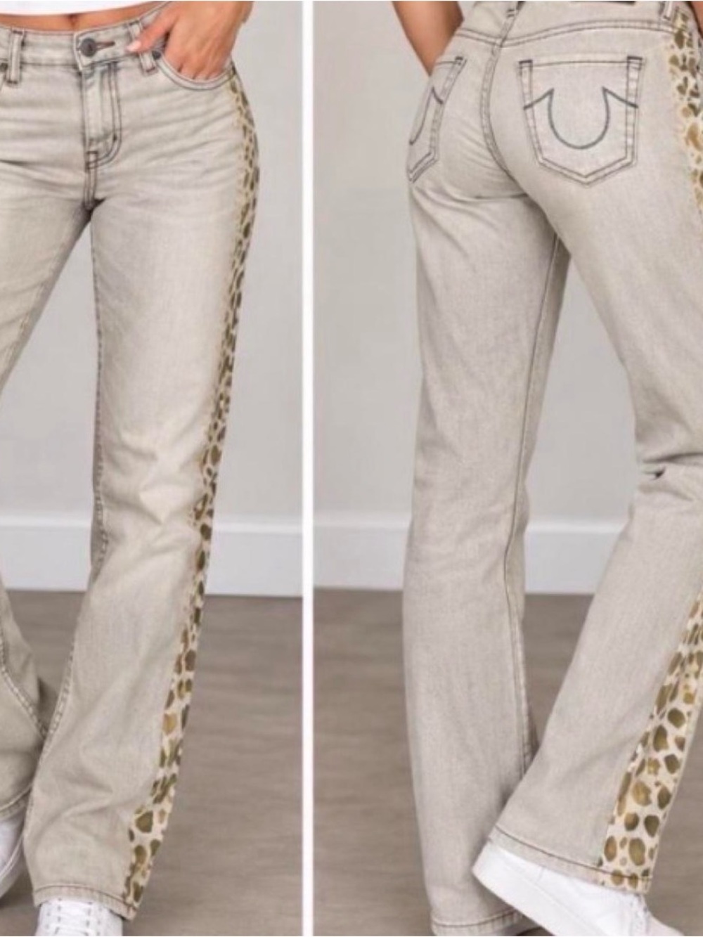 True Religion Jude Skinny Sand Drifter Leopard Jean's Women's